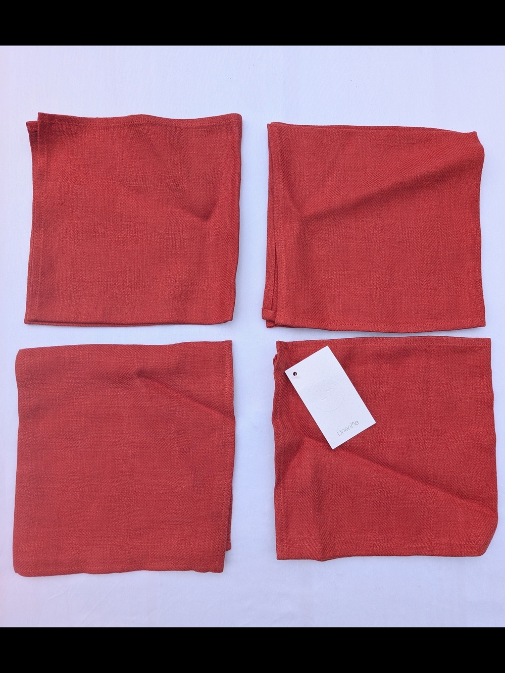 Set Of 4 Lara Orange 17x17 Linen Napkins